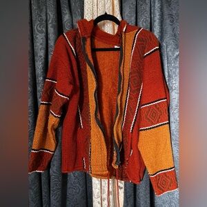Women's Multicolor Hoodie Sweater alpaca zip up
